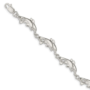 Sterling Silver Dolphins Bracelet (Style QA37-7)