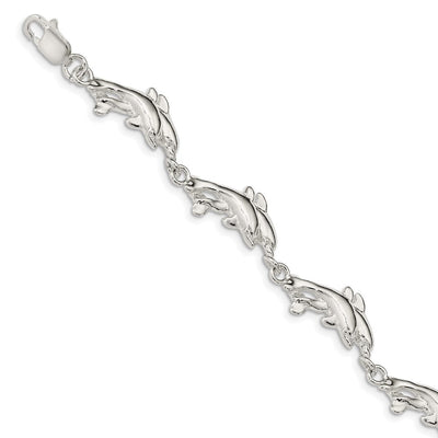 Sterling Silver Dolphins Bracelet, 7 x 11mm