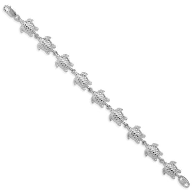 Sterling Silver Sea Turtles Bracelet, 7 x 12mm