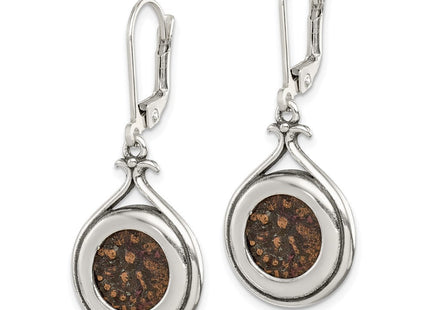 Ancient Coins Sterling Silver and Bronze Antiqued Widow's Mite Coin Leverback Dangle Earrings with a Certificate of Authenticity (Style QAC108)