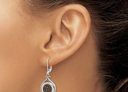 Ancient Coins Sterling Silver and Bronze Antiqued Widow's Mite Coin Leverback Dangle Earrings with a Certificate of Authenticity (Style QAC108)