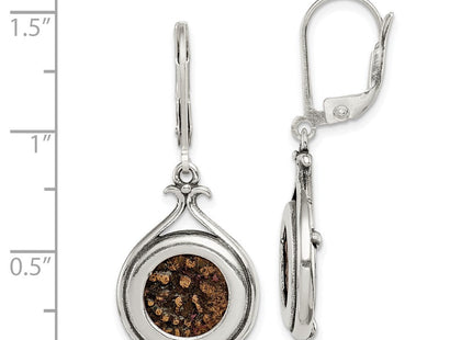 Ancient Coins Sterling Silver and Bronze Antiqued Widow's Mite Coin Leverback Dangle Earrings with a Certificate of Authenticity (Style QAC108)