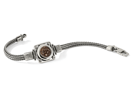 Ancient Coins Sterling Silver and Bronze Antiqued Widow's Mite Coin Fancy Lobster Clasp Bracelet with a Certificate of A