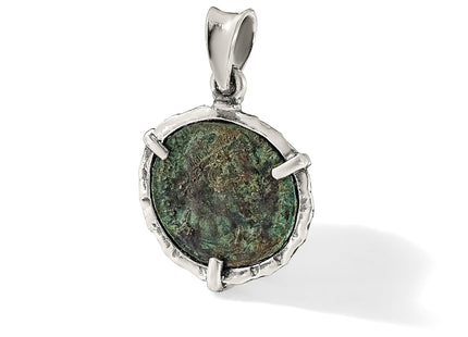Ancient Coins Sterling Silver and Bronze Antiqued Roman Constantine l Coin Pendant with a Certificate of Authenticity