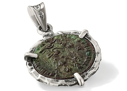 Ancient Coins Sterling Silver and Bronze Antiqued Roman Constantine l Coin Pendant with a Certificate of Authenticity
