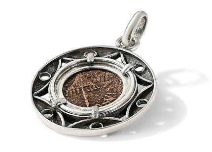 Ancient Coins Sterling Silver and Bronze Antiqued Agrippa Coin Pendant with a Certificate of Authenticity