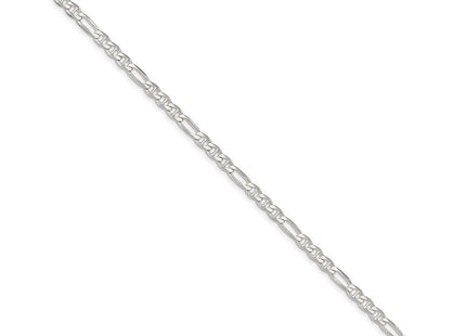 Sterling Silver Figaro Anchor Chain (Style QAF100-8)