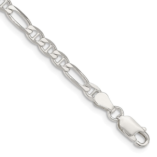 Sterling Silver Figaro Anchor Chain, 7 x 3.75mm