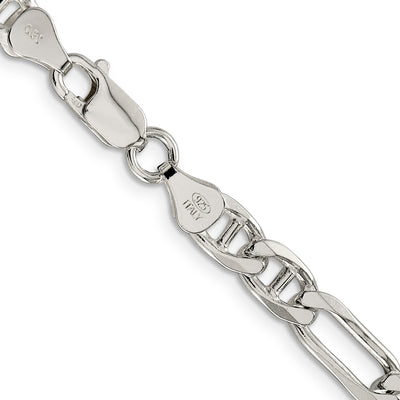 Sterling Silver Figaro Anchor Chain, 18 x 6.5mm
