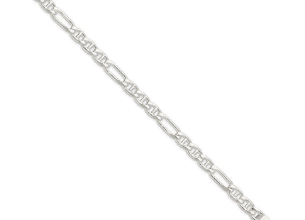 Sterling silver figaro link anchor chain, alternate view