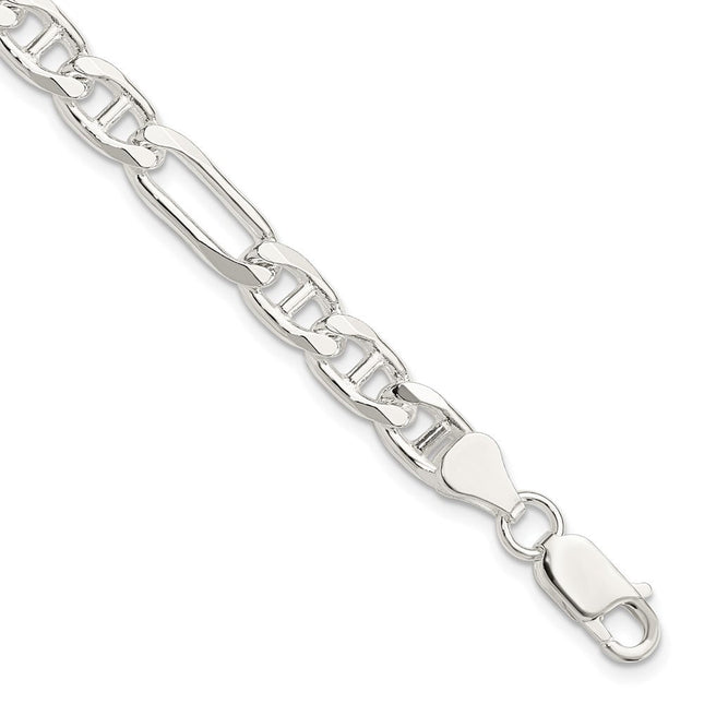 Sterling Silver Figaro Anchor Chain, 18 x 6.5mm