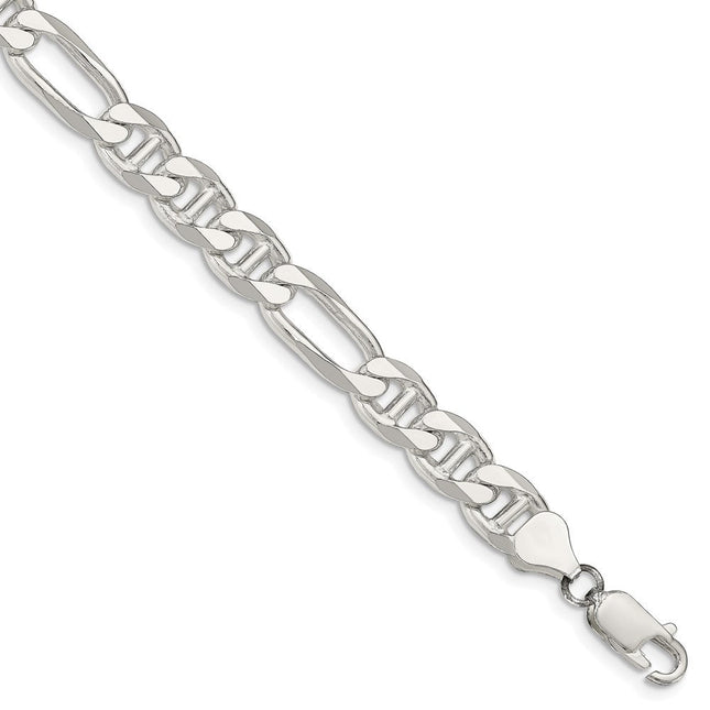 Sterling Silver Figaro Anchor Chain, 7 x 7.75mm