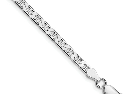 Sterling Silver Rhodium-plated Flat Anchor Chain, 7 x 3.75mm