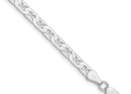 Sterling Silver Rhodium-plated Flat Anchor Chain, 7 x 4.5mm