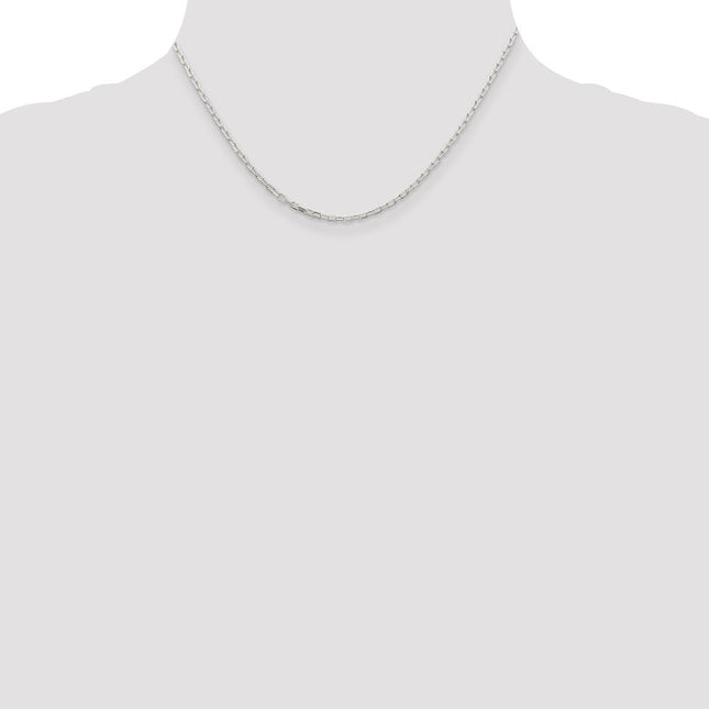 Sterling Silver Diamond-cut Long Link Cable Chain, 16 x 2.2mm