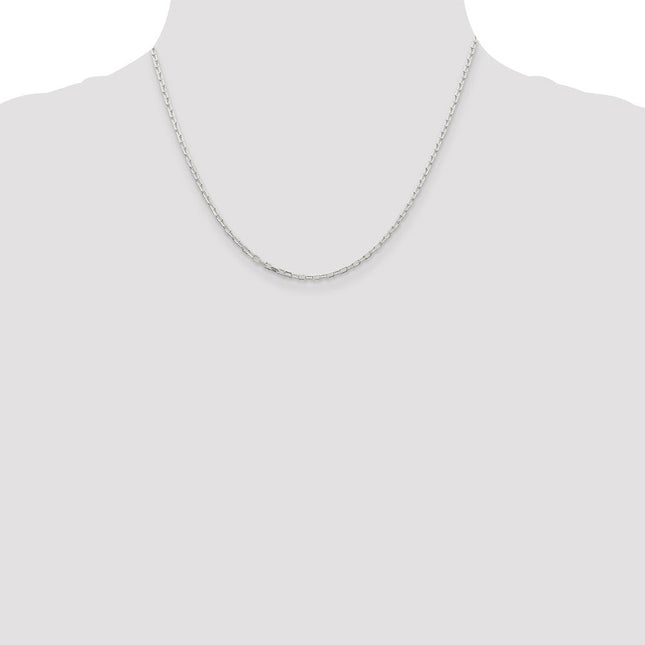 Sterling Silver Diamond-cut Long Link Cable Chain, 18 x 2.2mm