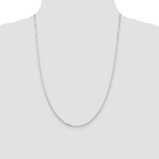 Sterling Silver Diamond-cut Long Link Cable Chain (Style QAR060-24)