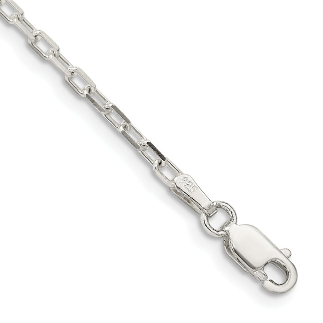 Sterling Silver Diamond-cut Long Link Cable Bracelet, 7 x 2.2mm