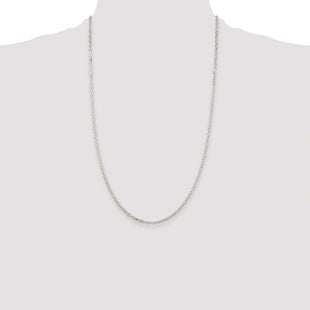 Sterling Silver Rhodium-plated Diamond-cut Long Link Cable Chain (Style QAR060R-26)