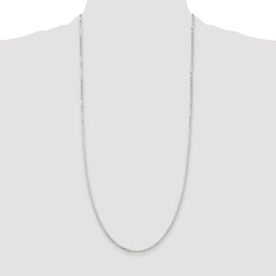 Sterling Silver Rhodium-plated Diamond-cut Long Link Cable Chain (Style QAR060R-30)