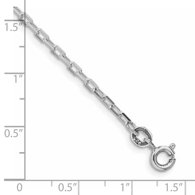 Sterling Silver Rhodium-plated Diamond-cut Long Link Cable Bracelet, 7 x 2.2mm