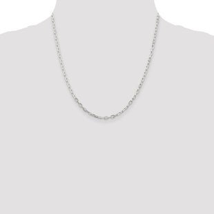 Sterling Silver Diamond-cut Long Link Cable Chain (Style QAR080-20)