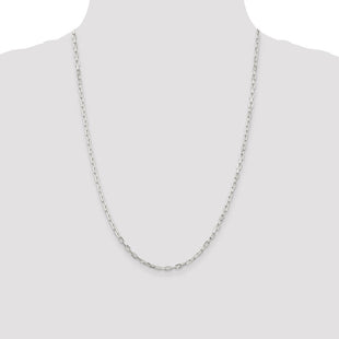 Sterling Silver Diamond-cut Long Link Cable Chain (Style QAR080-24)