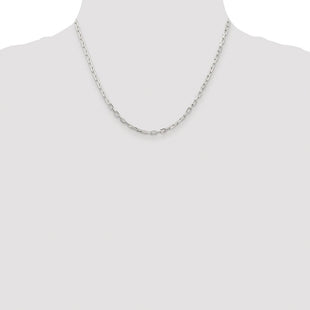 Sterling Silver Rhodium-plated Diamond-cut Long Link Cable Chain (Style QAR080R-18)