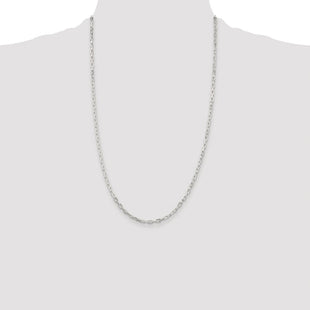 Sterling Silver Rhodium-plated Diamond-cut Long Link Cable Chain (Style QAR080R-26)