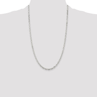 Sterling Silver Diamond-cut Long Link Cable Chain (Style QAR100-26)