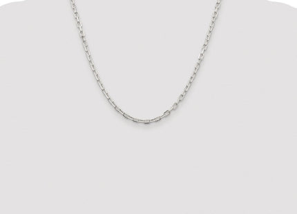 Sterling Silver Rhodium-plated Diamond-cut Long Link Cable Chain (Style QAR100R-20)