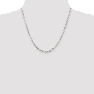 Sterling Silver Rhodium-plated Diamond-cut Long Link Cable Chain (Style QAR100R-20)