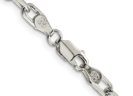 Amore La Vita Sterling Silver Rhodium-plated Polished Diamond-cut Open Link Cable with Lobster Clasp Charm Bracelet