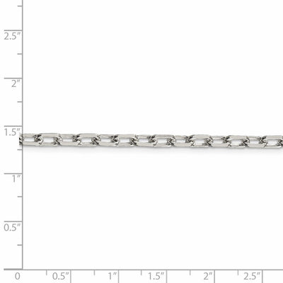 Amore La Vita Sterling Silver Rhodium-plated Polished Diamond-cut Open Link Cable with Lobster Clasp Charm Bracelet, 7 x 6mm