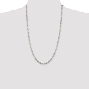 Sterling Silver Rhodium-plated Diamond-cut Long Link Cable Chain (Style QAR120R-26)