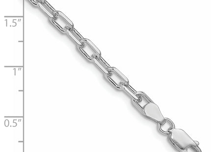 Amore La Vita Sterling Silver Rhodium-plated Polished Diamond-cut Open Link Cable with Lobster Clasp Charm Bracelet, 7 x