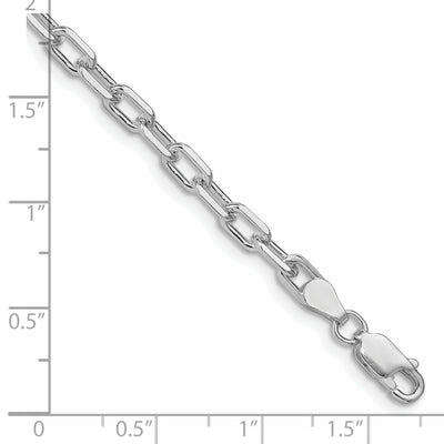 Amore La Vita Sterling Silver Rhodium-plated Polished Diamond-cut Open Link Cable with Lobster Clasp Charm Bracelet, 7 x 6mm