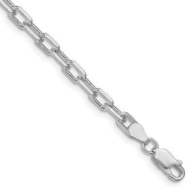Amore La Vita Sterling Silver Rhodium-plated Polished Diamond-cut Open Link Cable with Lobster Clasp Charm Bracelet, 7 x 6mm