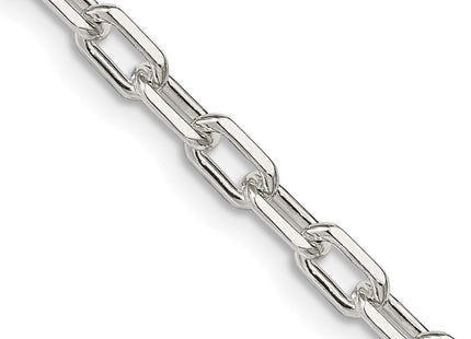 Amore La Vita Sterling Silver Rhodium-plated Polished Diamond-cut Open Link Cable with Lobster Clasp Charm Bracelet