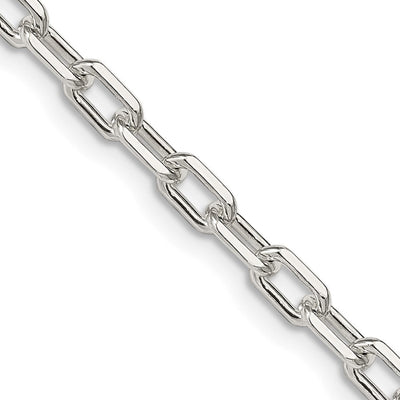 Amore La Vita Sterling Silver Rhodium-plated Polished Diamond-cut Open Link Cable with Lobster Clasp Charm Bracelet, 7 x 6mm