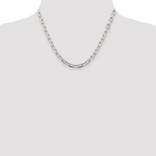 Sterling Silver Rhodium-plated Diamond-cut Long Link Cable Chain (Style QAR150R-18)