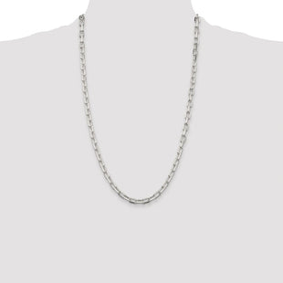 Sterling Silver Rhodium-plated Diamond-cut Long Link Cable Chain (Style QAR150R-26)