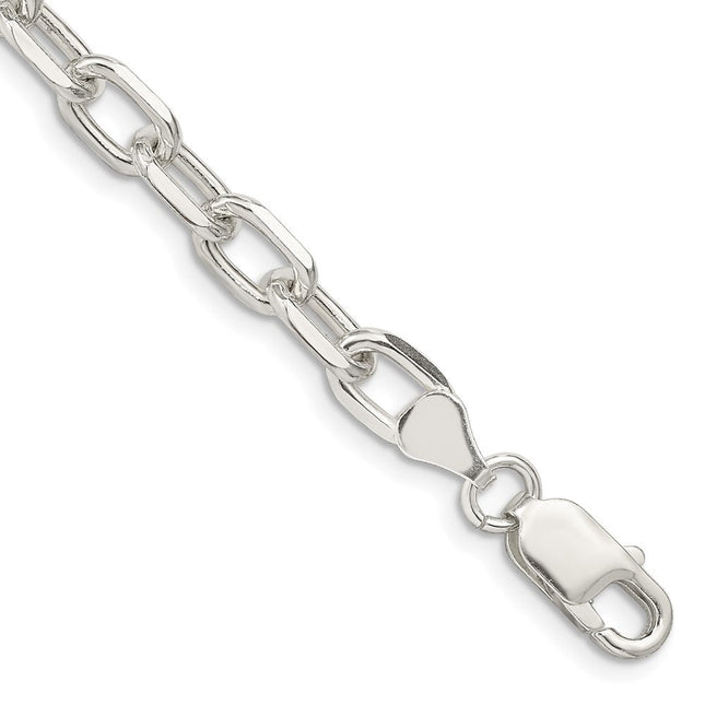 Sterling Silver Diamond-cut Long Link Cable Bracelet, 8 x 6.65mm
