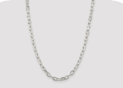 Sterling Silver Rhodium-plated Diamond-cut Long Link Cable Chain (Style QAR180R-24)