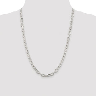 Sterling Silver Rhodium-plated Diamond-cut Long Link Cable Chain (Style QAR180R-24)