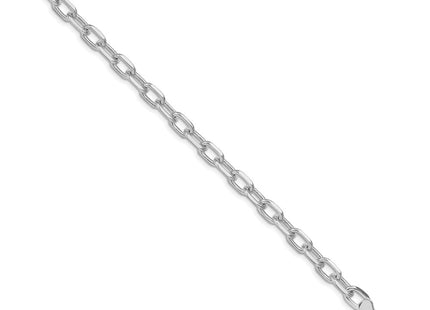 Sterling Silver Rhodium-plated Diamond-cut Long Link Cable Bracelet, 8 x 6.65mm