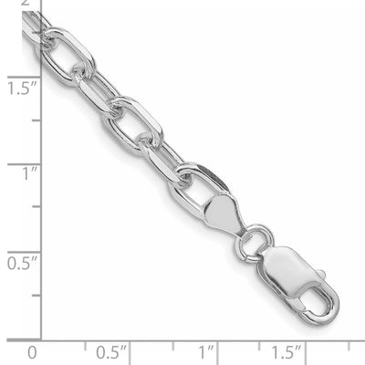 Sterling Silver Rhodium-plated Diamond-cut Long Link Cable Bracelet, 8 x 6.65mm