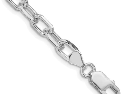 Sterling Silver Rhodium-plated Diamond-cut Long Link Cable Chain (Style QAR180R-8)
