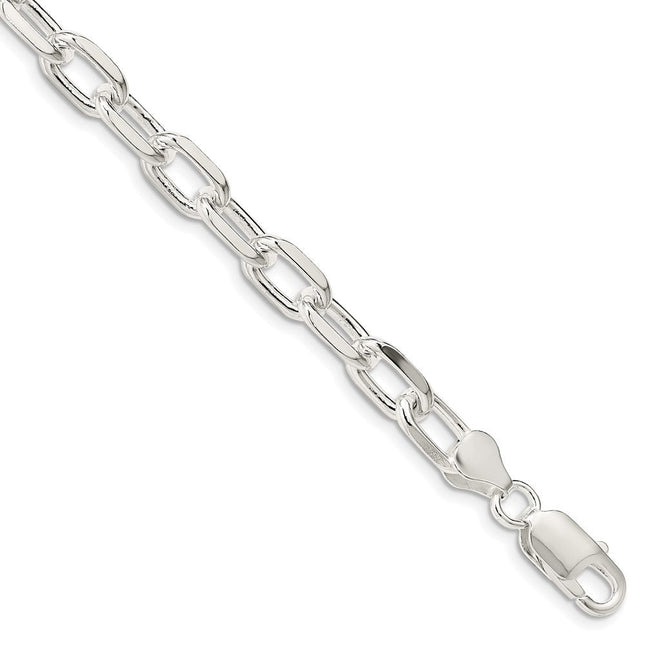 Sterling Silver Diamond-cut Long Link Cable Chain, 18 x 7.5mm