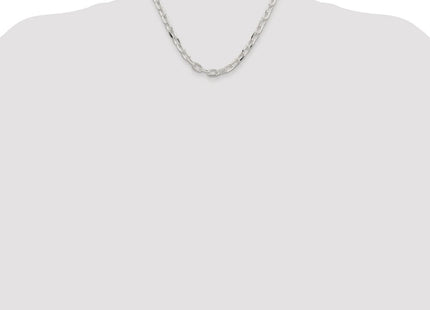 Sterling Silver Rhodium-plated Diamond-cut Long Link Cable Chain (Style QAR200R-18)